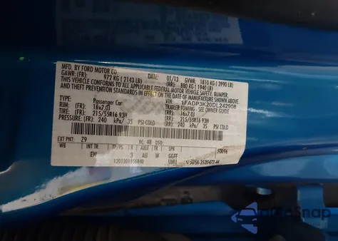 2013 Ford Focus Se z USA, uszkodzony, nr VIN 1FADP3K20DL242908